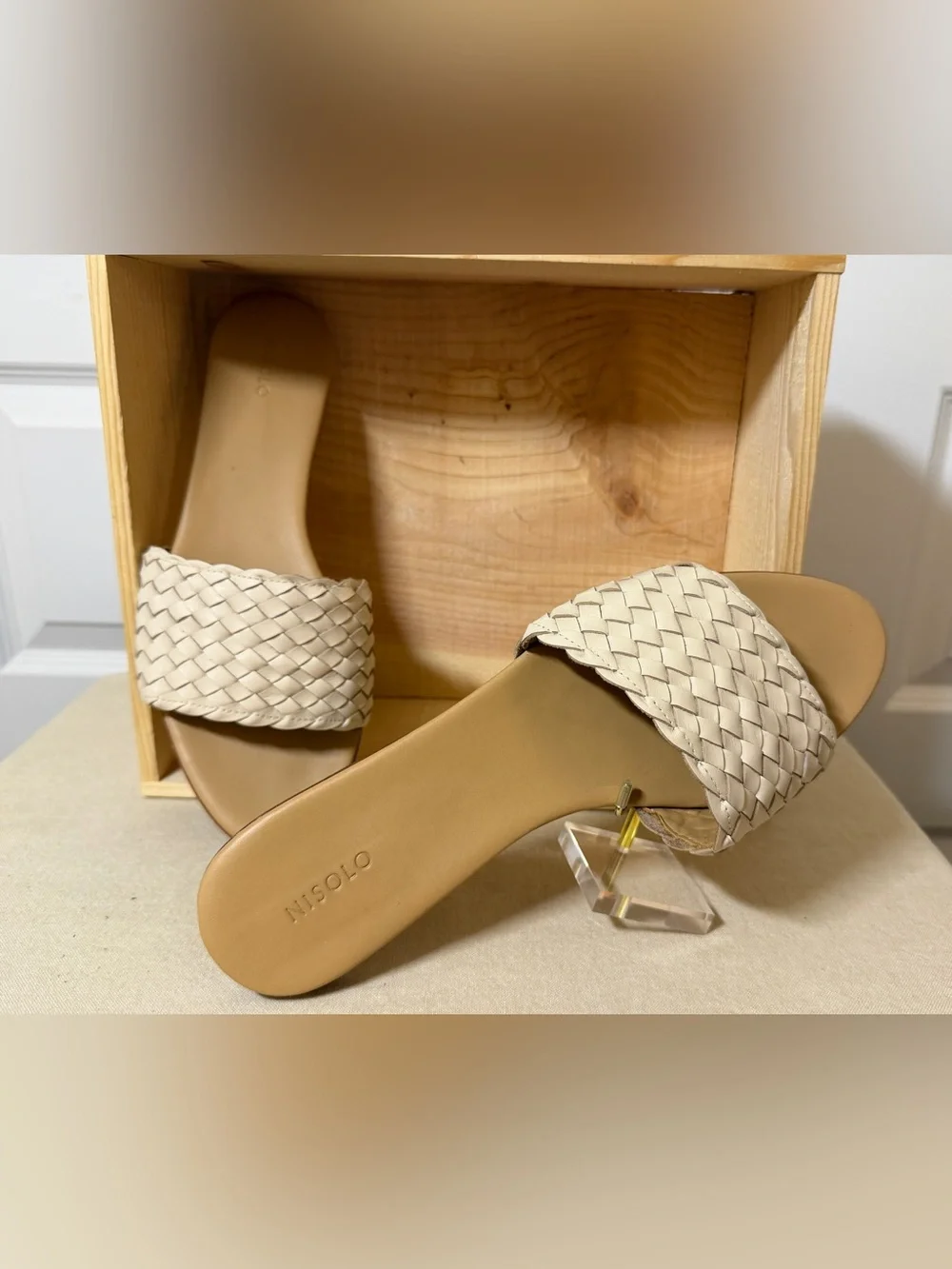 Nisolo Isla LeatherWoven Slide Sandals - White - Size 11